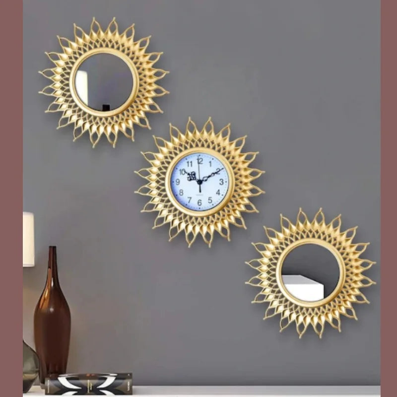 Deko-Uhren- und Spiegel-Set für Vintage-Stil 1