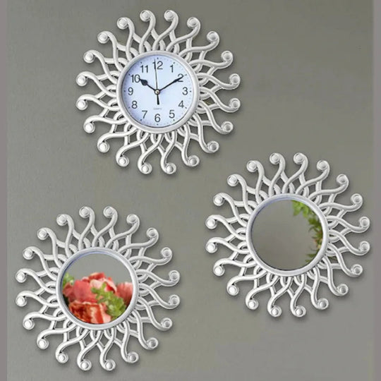 Deko-Uhren- und Spiegel-Set für Vintage-Stil 2