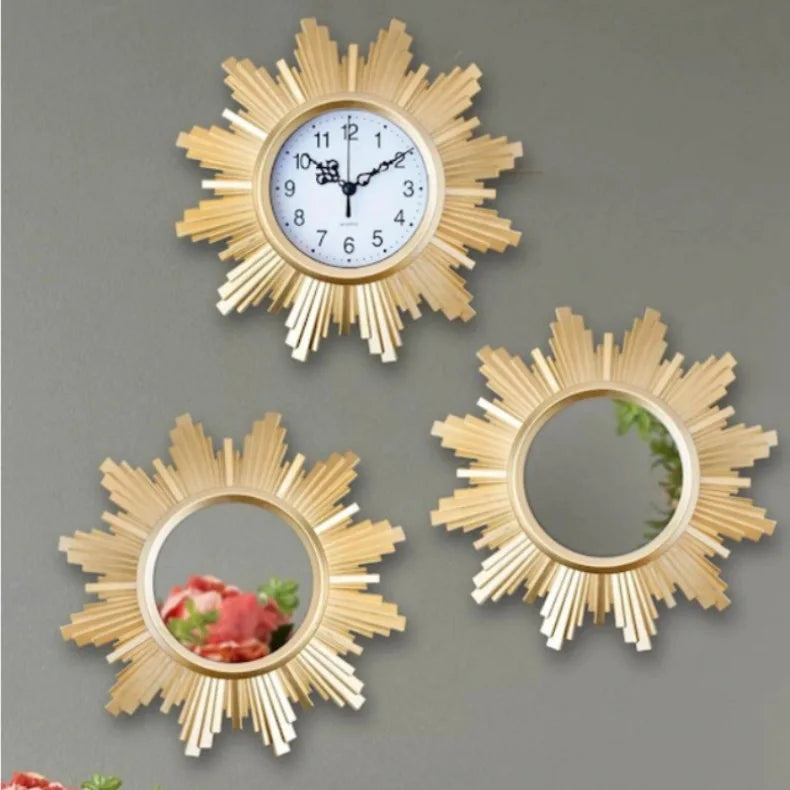 Deko-Uhren- und Spiegel-Set für Vintage-Stil 4