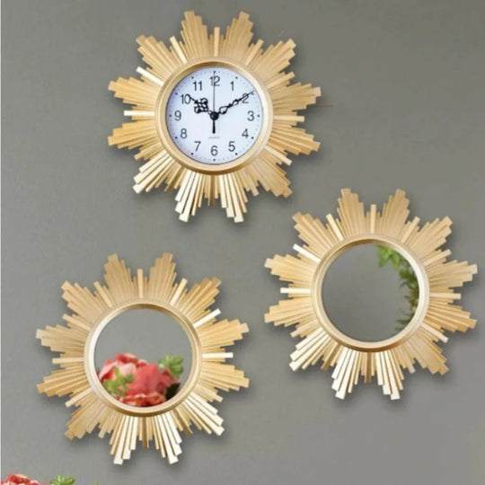 Deko-Uhren- und Spiegel-Set für Vintage-Stil 4