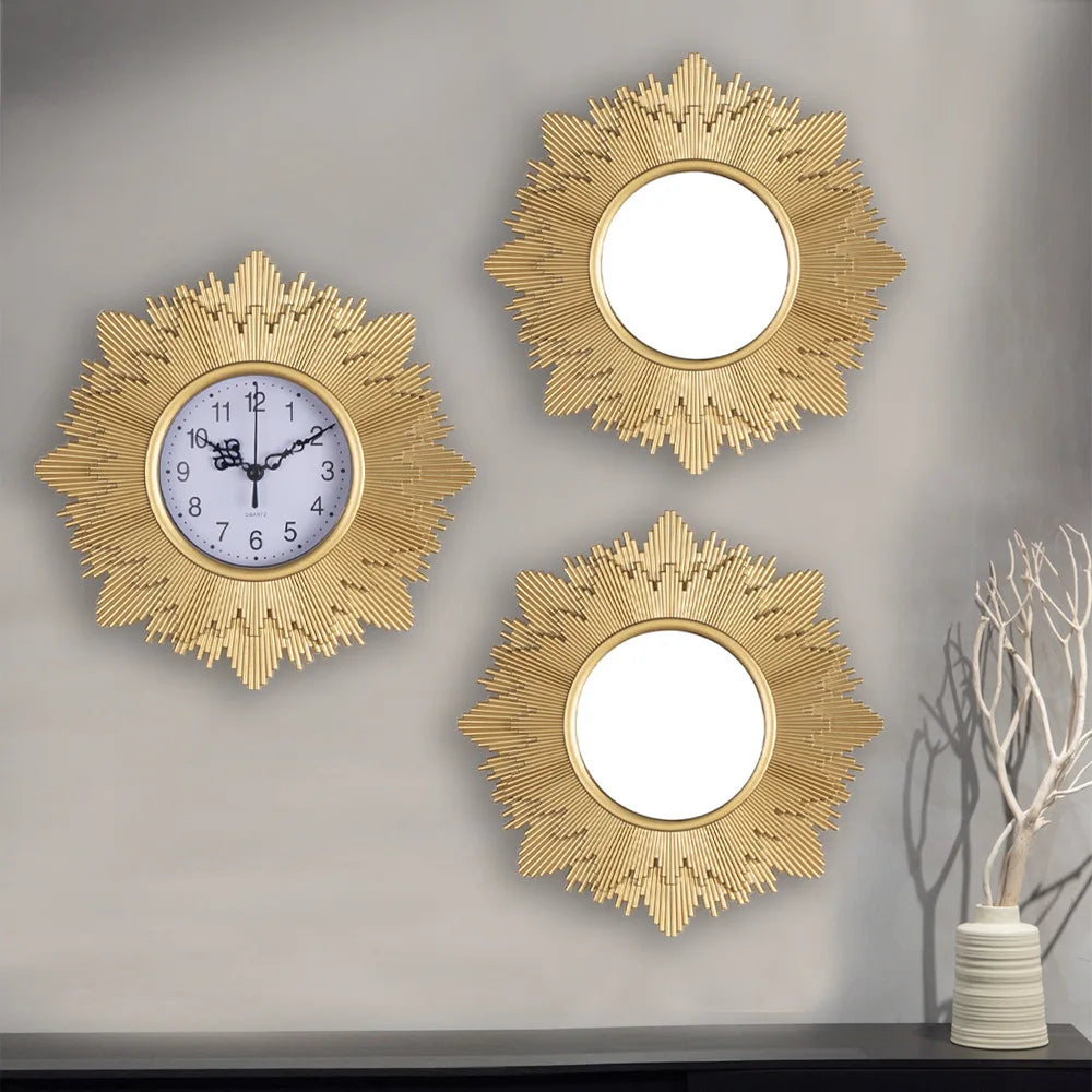 Deko-Uhren- und Spiegel-Set für Vintage-Stil 5