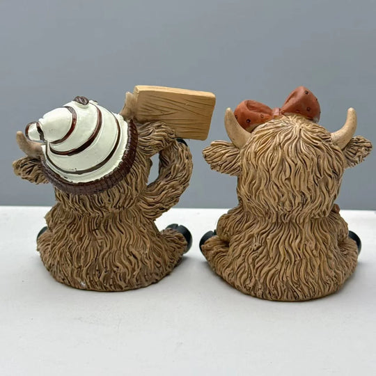 Dekorative Hochlandrind Kaffeefigur Mit Hebevorrichtung Für Zuhause 4
