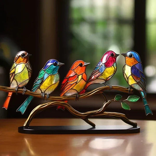 Dekorative Vogelfiguren Set für Zuhause, Kunstvolle Acrylvögel in verschiedenen Designs 1