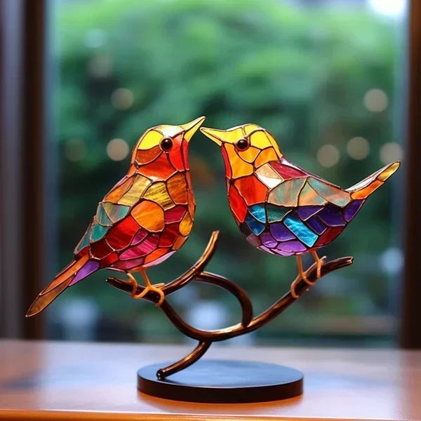 Dekorative Vogelfiguren Set für Zuhause, Kunstvolle Acrylvögel in verschiedenen Designs 3