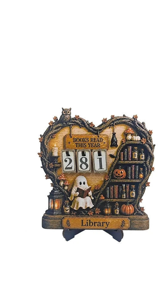 Dekorativer Bücherzähler mit Herzform und Zahlenanzeige 0