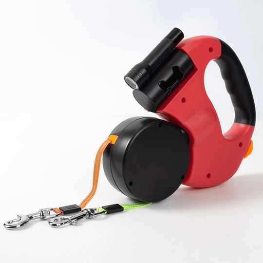 Doppelte Hundeleine Mit Entwirrmechanismus Für Zwei Hunde, Verstellbar, Integrierte Taschenlampe 1