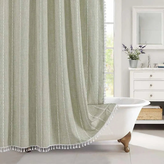 Duschvorhang Badewanne Boho-Stil mit Quasten und Wasserdichter Innenbeschichtung 6
