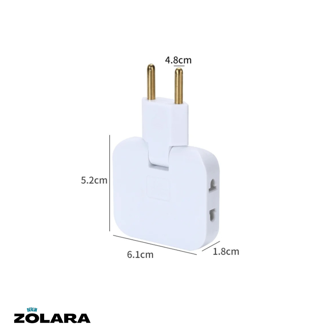 EU-Steckeradapter mit 3 Anschlüssen und drehbarem Kopf 3