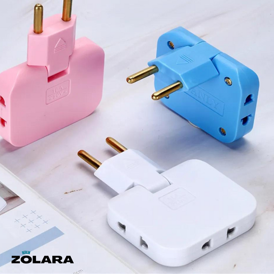 EU-Steckeradapter mit 3 Anschlüssen und drehbarem Kopf 4