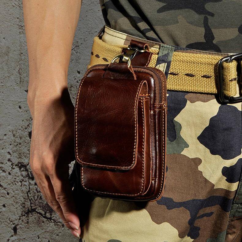 Echtes Leder Herren-Gürtelhaken-Tasche