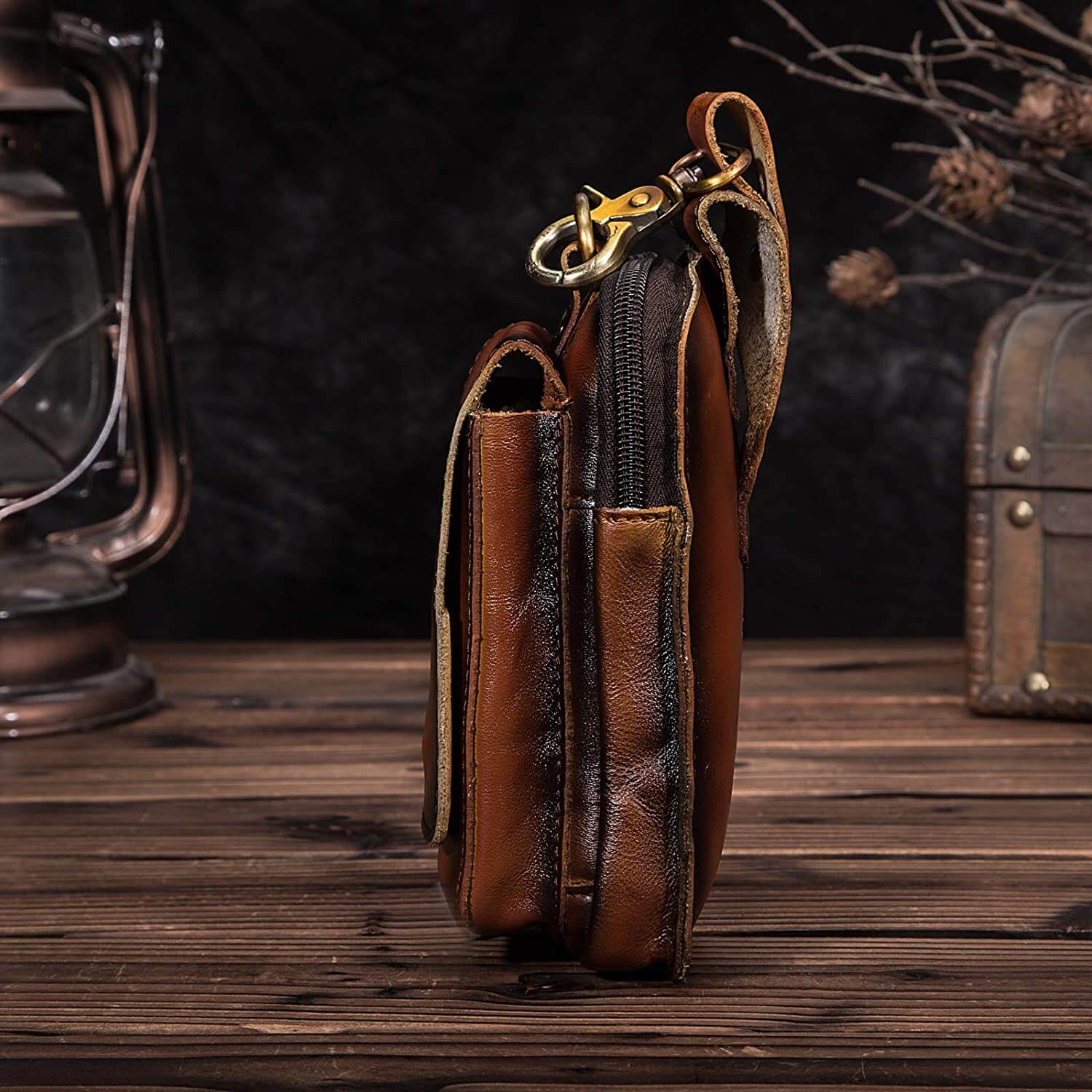 Echtes Leder Herren-Gürtelhaken-Tasche