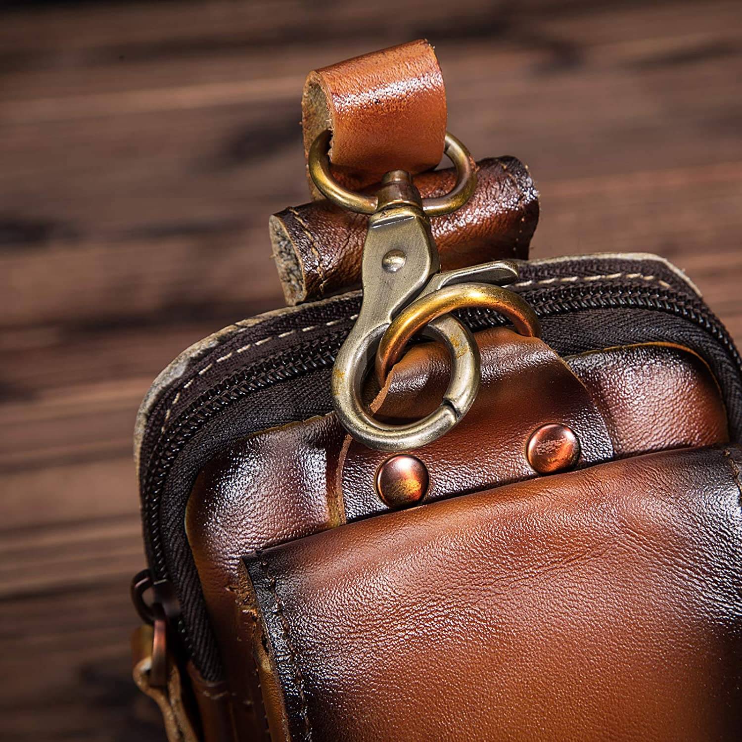 Echtes Leder Herren-Gürtelhaken-Tasche