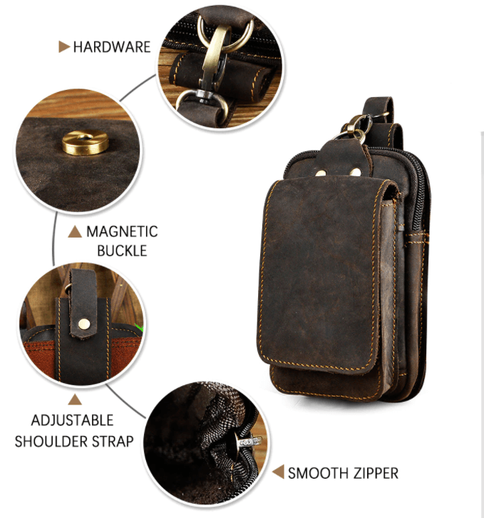 Echtes Leder Herren-Gürtelhaken-Tasche