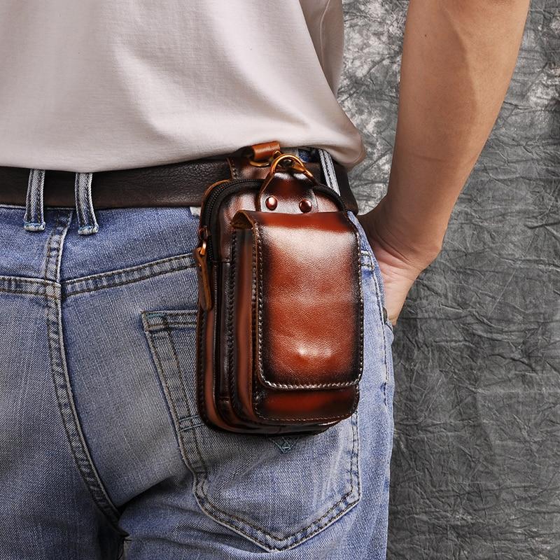 Echtes Leder Herren-Gürtelhaken-Tasche