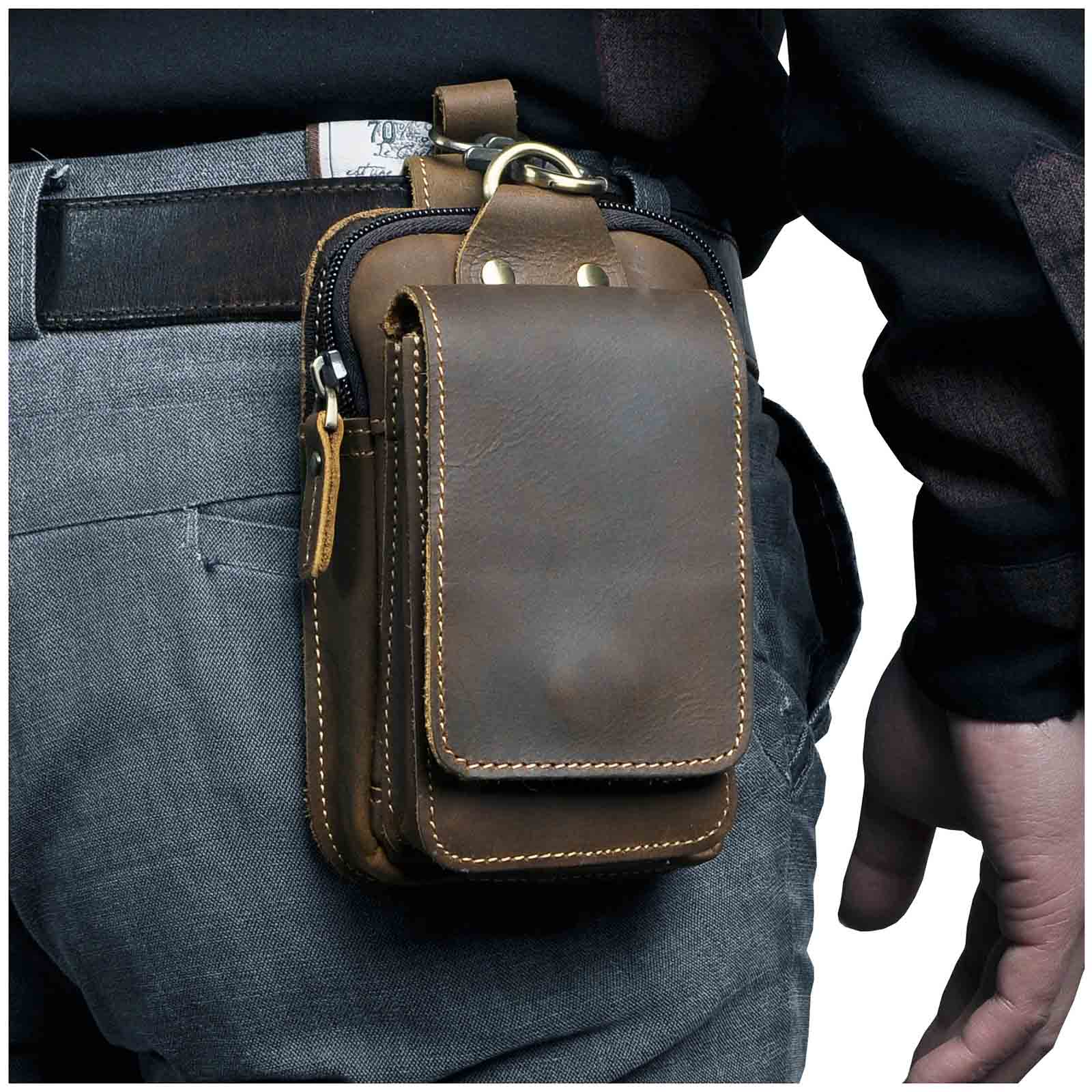 Echtes Leder Herren-Gürtelhaken-Tasche