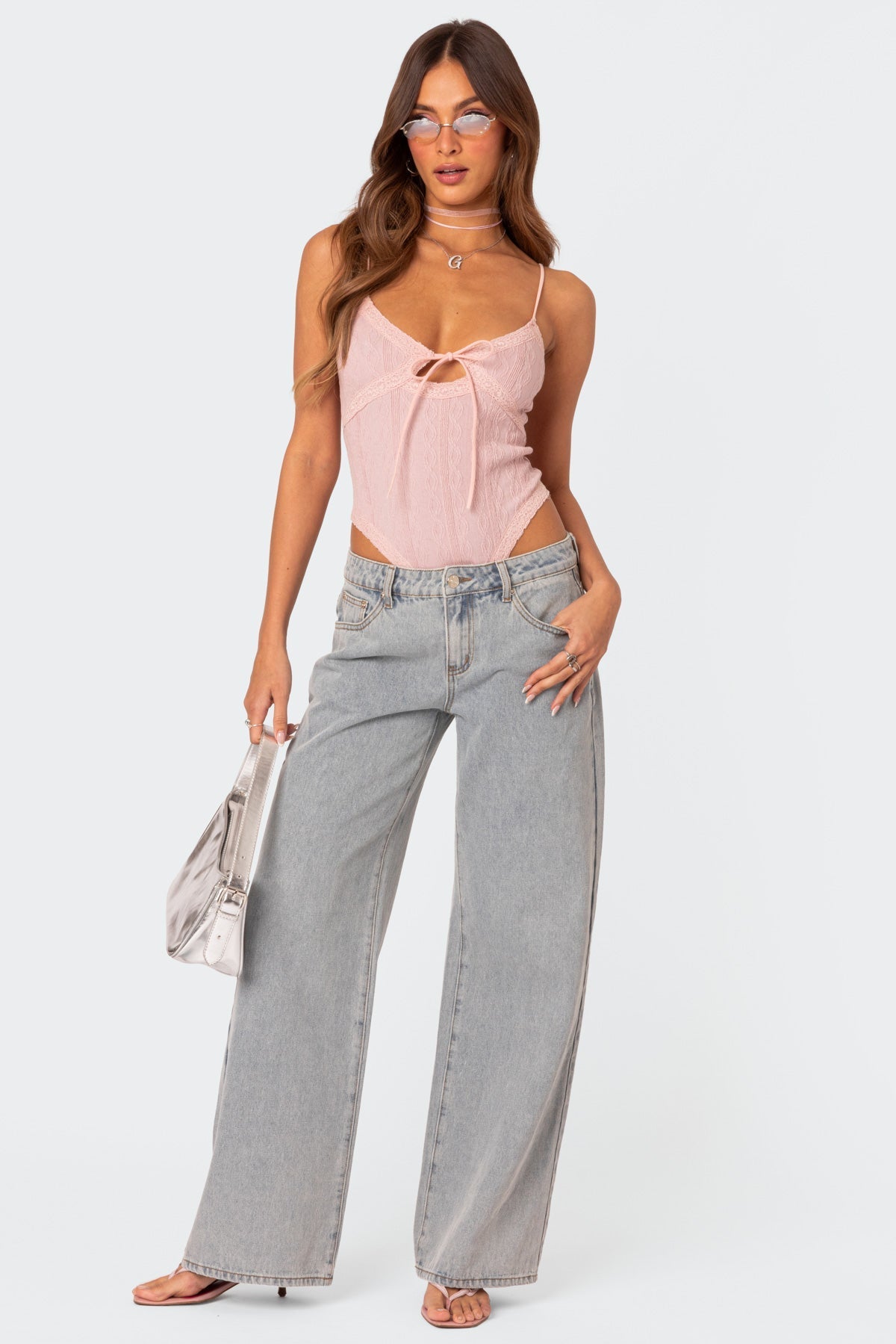 Damen Flared Jeans Blau Eleganter Stil Dehnbarer Denim-4