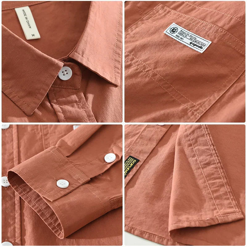 Herrenhemd Baumwolle Langarm Komfortabel mit Brusttasche 4