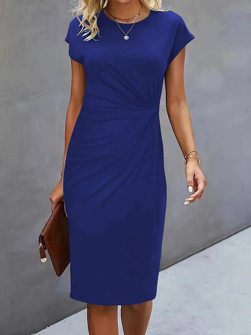 Variant image for Damen Midi Kleid Elegantes Rundhalsausschnitt Hochwertiger Stoff-37