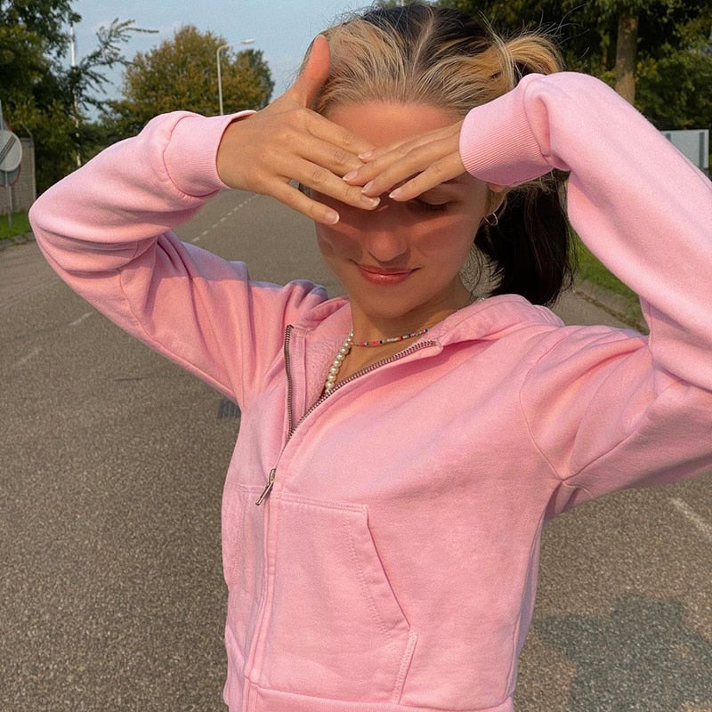 Extra Schmaler Kapuzenpullover Mit Reißverschluss