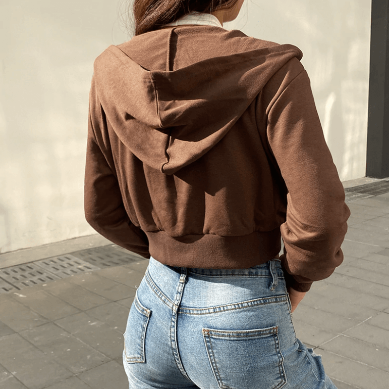 Extra Schmaler Kapuzenpullover Mit Reißverschluss