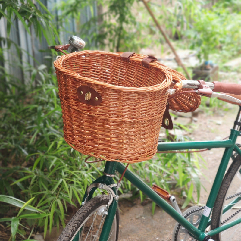 Fahrrad-Vorderkorb Geflochten mit Schnellverschluss für Damen und Herren 2