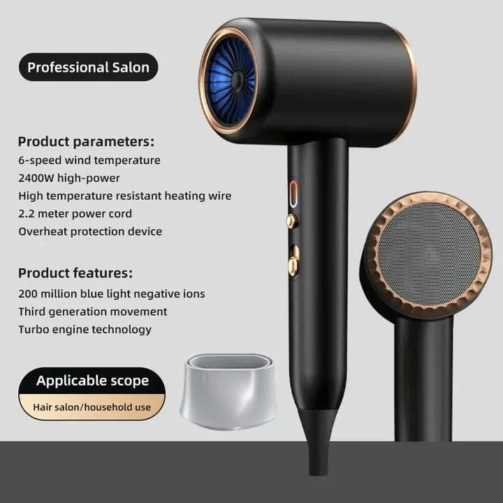 Föhn 2400 W mit Ionentechnologie für alle Haartypen – Geräuscharm und ergonomisch 6