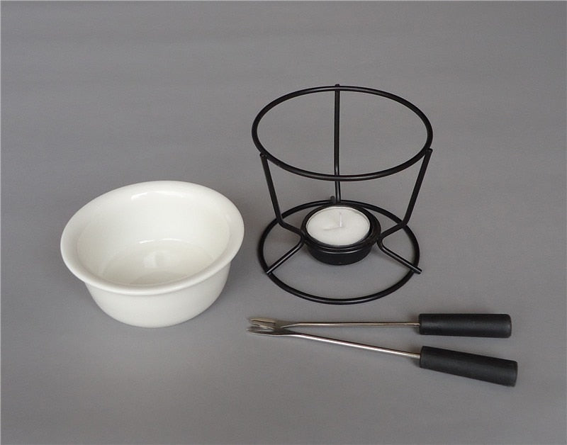 Fondue Set für Käse und Schokolade, Ideal für Gemütliche Abende, Inkl. Fondue Topf und Eisenrahmen 4