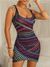Frauen Multi Color Party Kleid