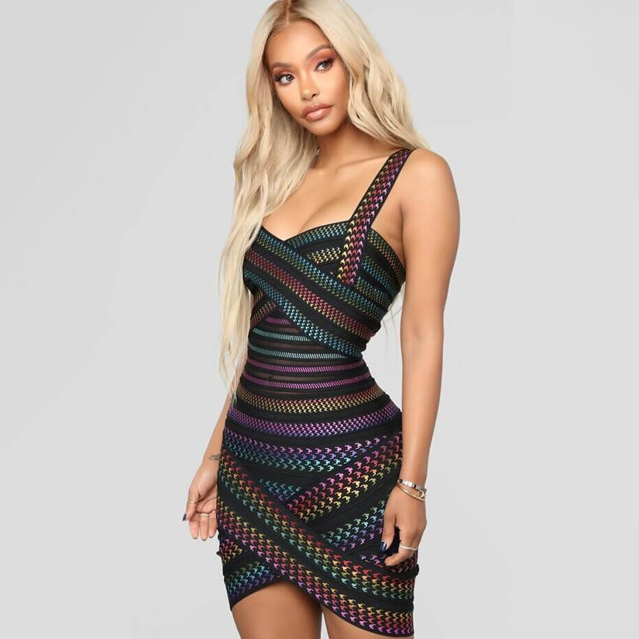 Frauen Multi Color Party Kleid