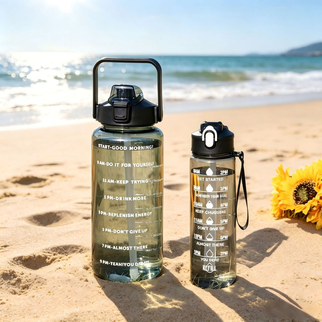 Frauen Trinkflasche Sport mit Motivationsmarkierungen, Leicht und Tragbar für Fitness und Alltag 2
