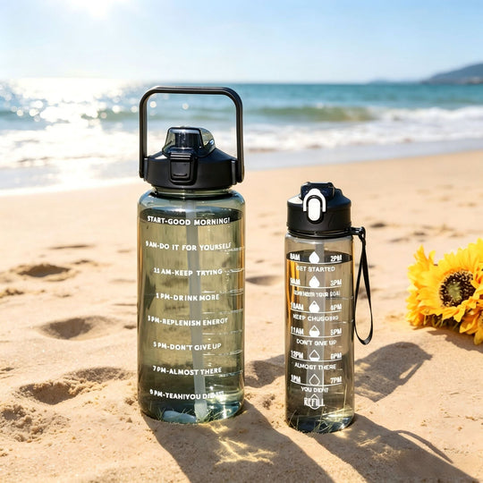 Frauen Trinkflasche Sport mit Motivationsmarkierungen, Leicht und Tragbar für Fitness und Alltag 2