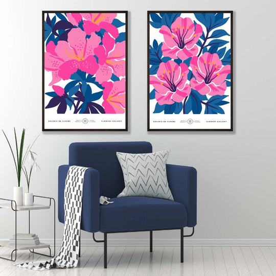 Frühling Kunstdrucke Set mit Blumenmotiven auf Leinwand, Poster Kunstdrucke mit Rahmen für Wohn- und Arbeitsräume 1