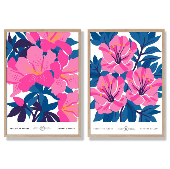 Frühling Kunstdrucke Set mit Blumenmotiven auf Leinwand, Poster Kunstdrucke mit Rahmen für Wohn- und Arbeitsräume 6