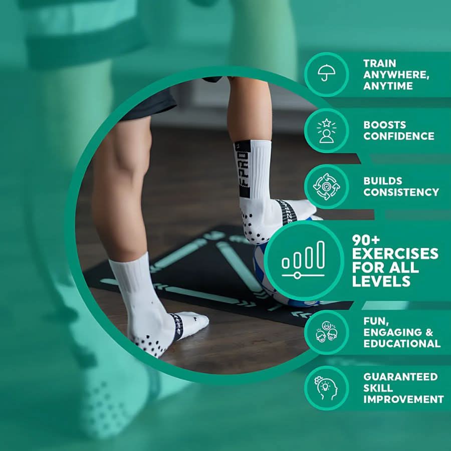 Fußballmatte für Techniktraining für Männer und Frauen, Rutschfest, Markierte Zonen, Kompakt 90 × 60 cm 3