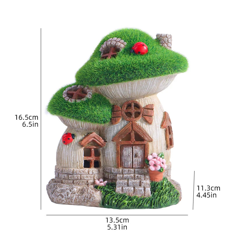 Garten Skulptur Pilzhaus mit Solarbeleuchtung – Fantasievolle Dekofigur für den Garten 6
