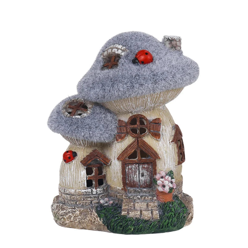 Garten Skulptur Pilzhaus mit Solarbeleuchtung – Fantasievolle Dekofigur für den Garten 7