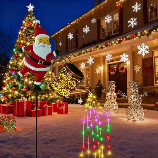 Gartenlaterne Solar Weihnachtsmann Laterne für Draußen mit Automatischer Dämmerungserkennung 2
