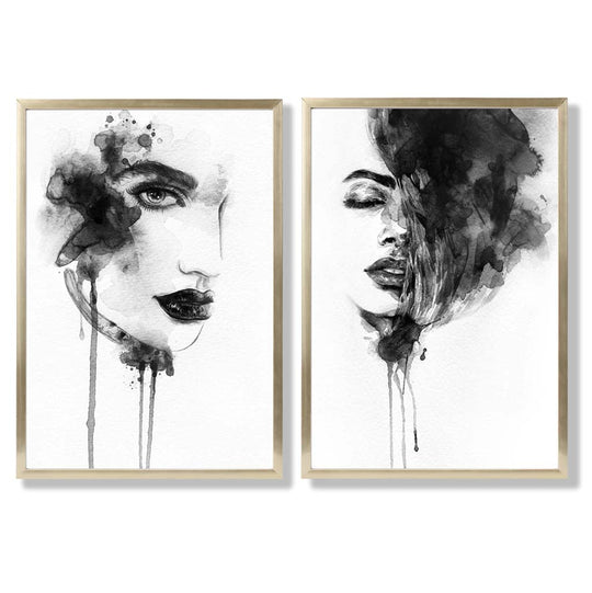 Gerahmtes Set aus 2 Modeillustrationen Schwarz-Weiß für Stilbewusste Räume 8