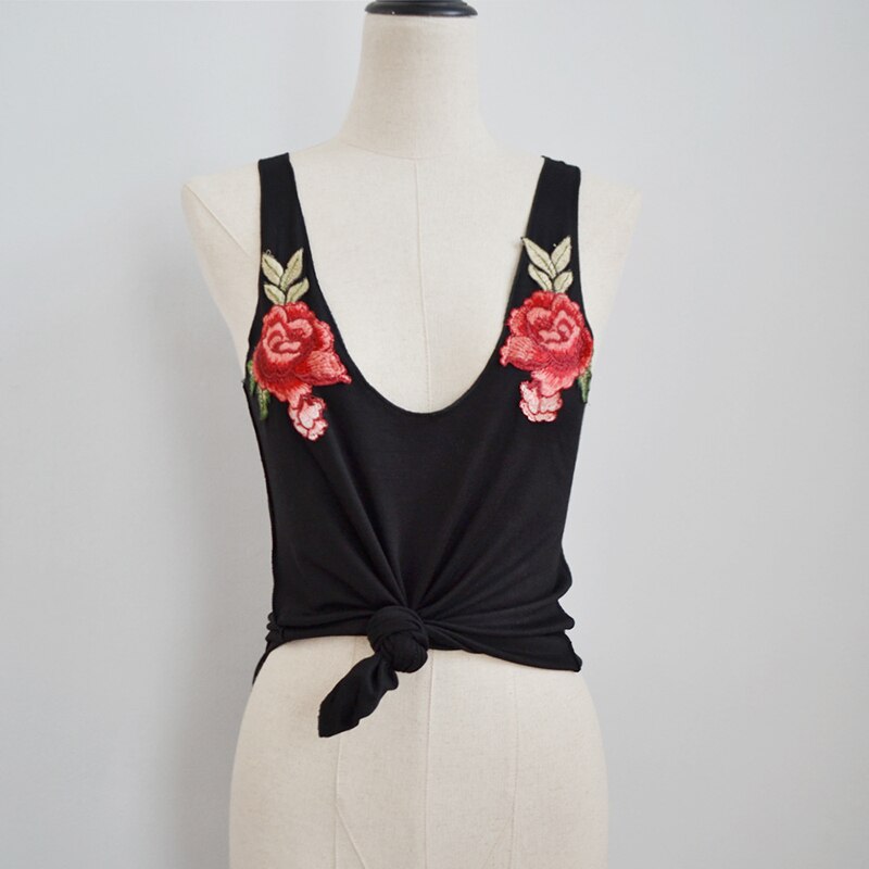 Gestickte Rose Damen Tanktop