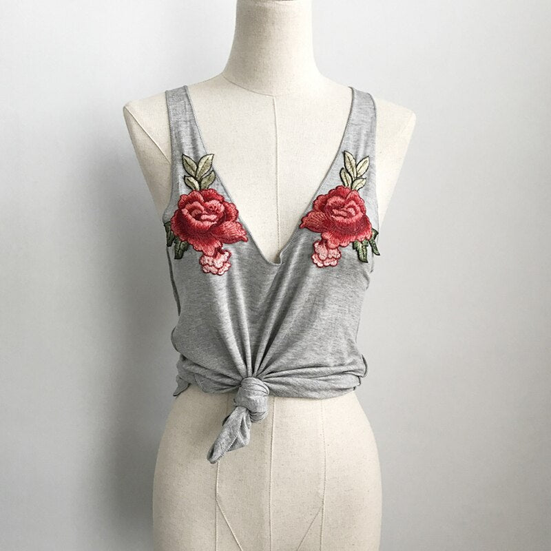 Gestickte Rose Damen Tanktop