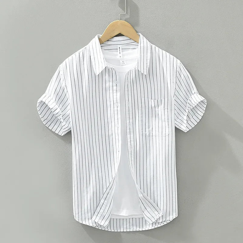 Variant image for Herren Hemd Gestreift Sommer Baumwolle Casual-19