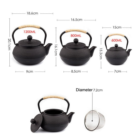 Gusseisen Teekessel Mit Teesieb Im Traditionellen Japanischen Design 1