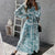 Variant image for Damen Maxi Kleid Langarm V-Ausschnitt Rüschendetails Baumwollmischung-13