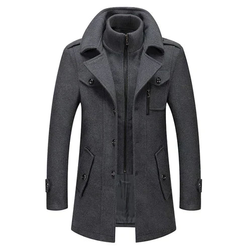 Herren Mantel Lang Eleganter Wintermantel Hochwertiges Polyester 1