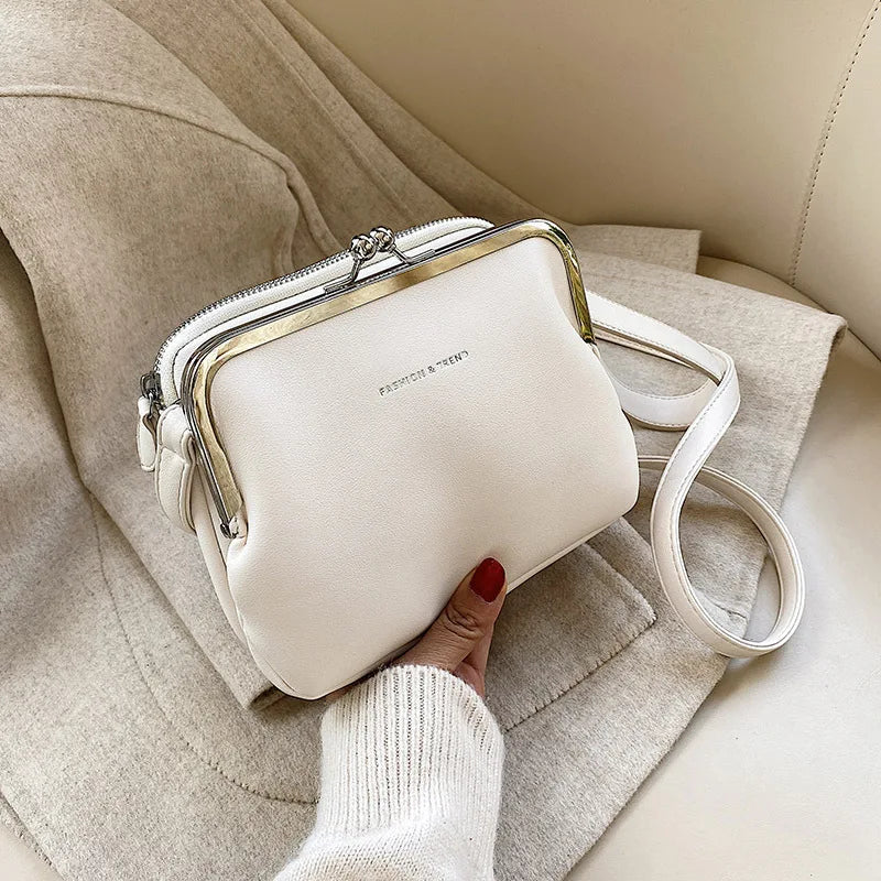Damen Handtasche Casual Hochwertiges Kunstleder mit Praktischem Clip 3