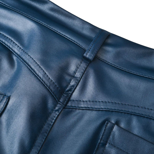 Damen Lederhose Hohe Taille Stretch Kunstleder 4