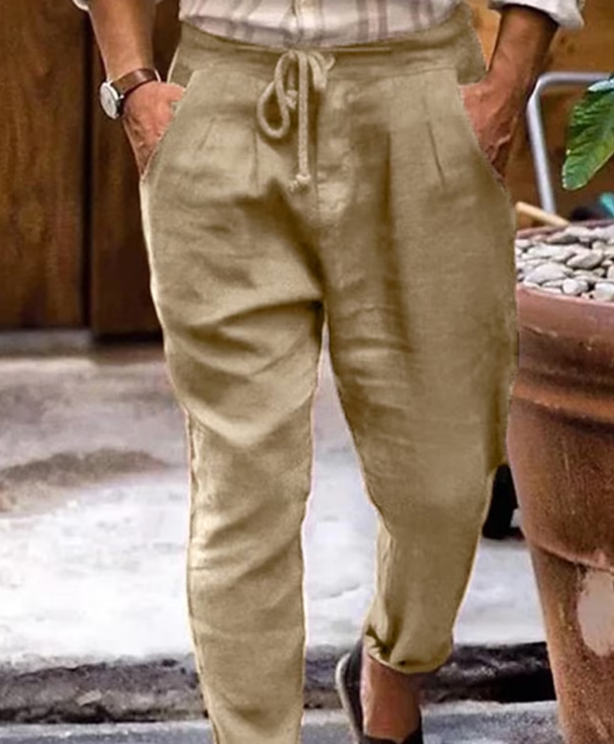 Herren Leinenhose Atmungsaktiv Sommer Stilvoll Regular Fit-1