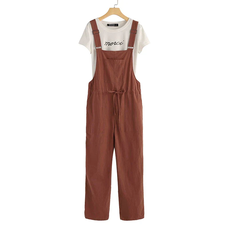 Damen Jumpsuit Lässiger Sommer Stil Atmungsaktive Baumwolle 4