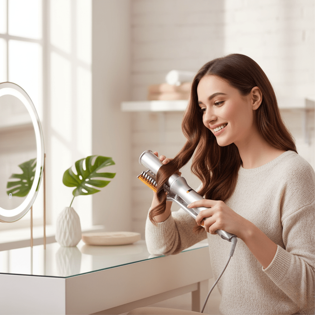 Haarbürste 2-in-1 Rotierend für Styling und Glätten 2