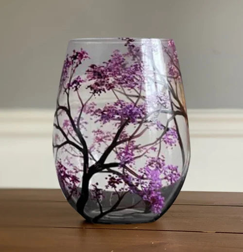 Handbemalte Weingläser mit Baum-Motiv für jede Jahreszeit 4